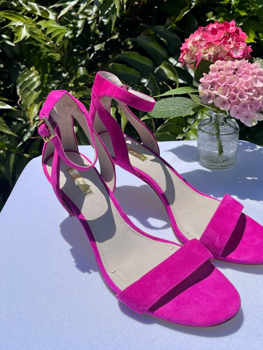 Louise et Cie Fuchsia Suede Ankle-Strap Heels 10m